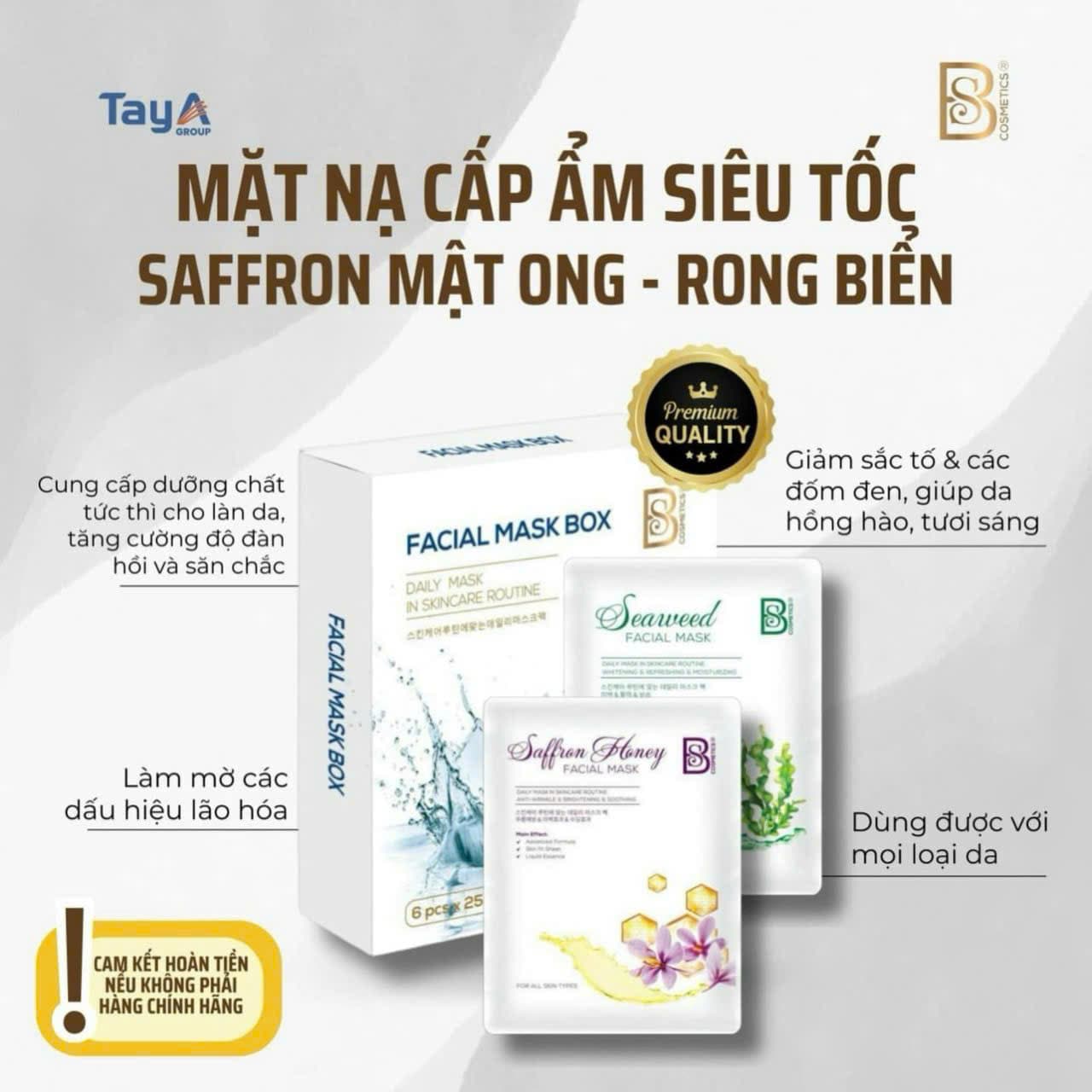 Mặt nạ cấp ẩm siêu tốc Saffron mật ong - rong biển